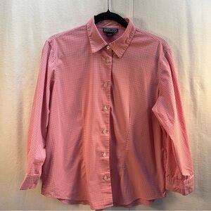 Lands' End Women Pink Checkered Shirt